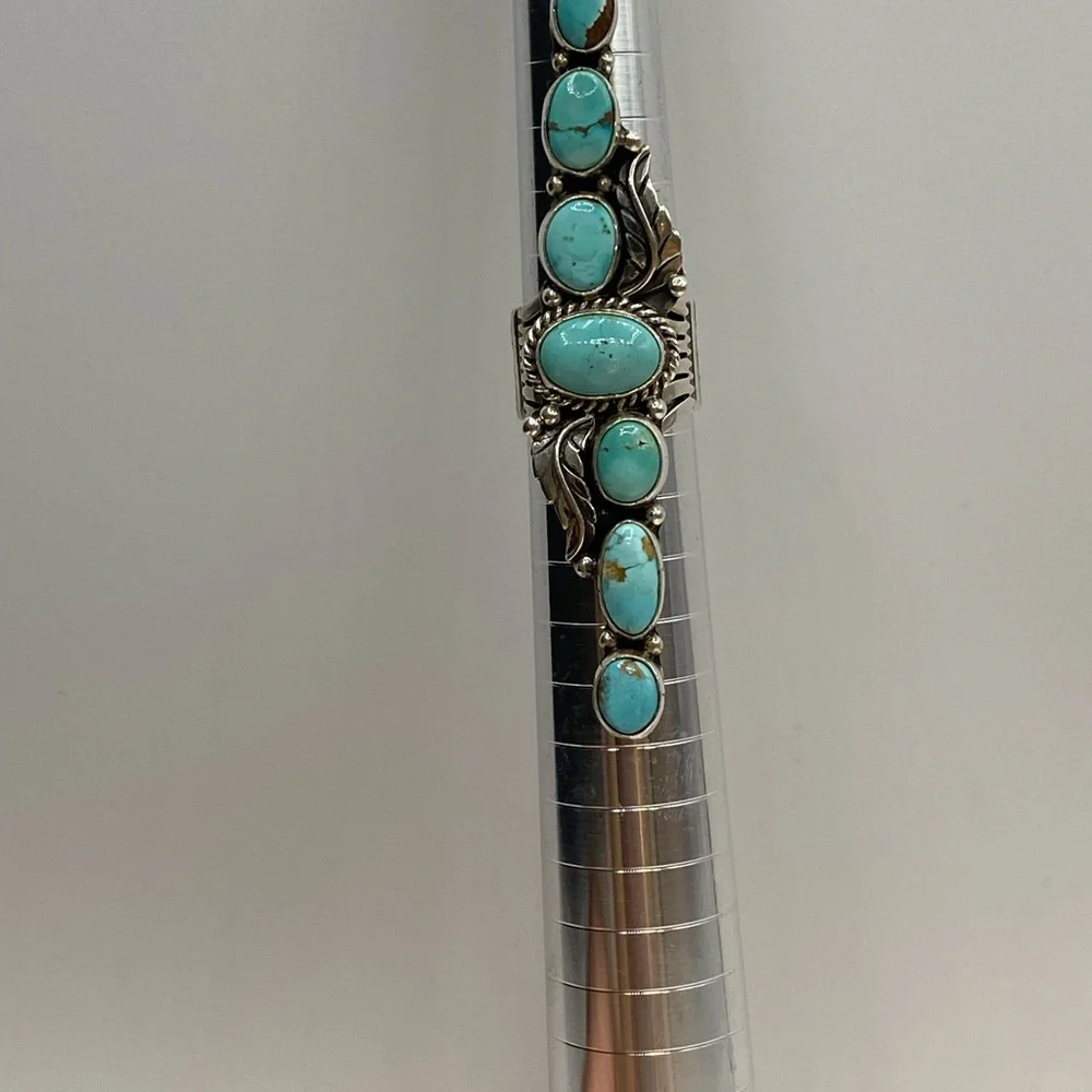 Navajo Geraldine James Turquoise Sterling Silver Ring - Picture 10 of 12